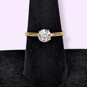 (2/$20) V. Faceted Glass Solitaire Ring